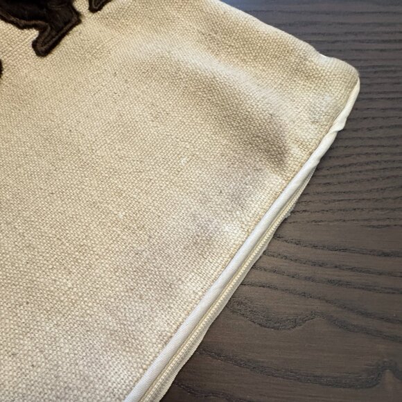 Accent Pillow Cushion Cover Furry Plush Brown Bears Weaved Beige Fabric *read* - Picture 5 of 6